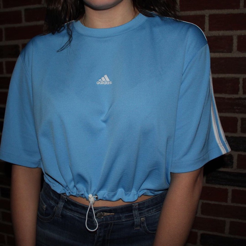 Reworked adidas shirt with drawstring